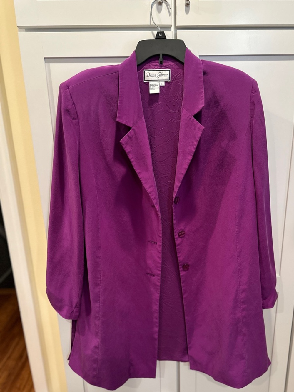 Diane Gilman Large Vibrant Purple Women's Lightweight Blazer Jacket